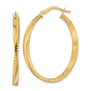 14K Polished Twisted Oval Hoop Earrings (Style TF2144)