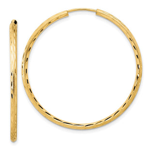 14k Polished and Satin D/C Endless Hoop Earrings (Style TF2187)