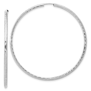 14k White Gold Polished and Satin D/C Endless Hoop Earrings (Style TF2189W)