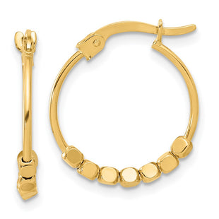 14K Polished Beads Hoop Earrings (Style TF2231)