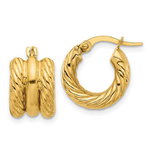 14K Polished and Twisted Hoop Earrings (Style TF2253)