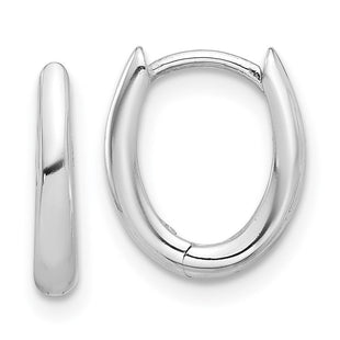 14K White Gold Polished Oval Hinged Hoop Earrings (Style TF2284W)