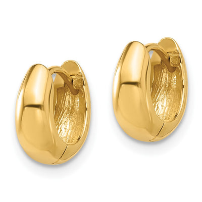 14K Polished Hinged Huggie Hoop Earrings, 10 x 4.5mm