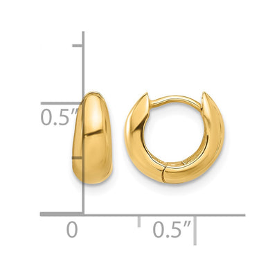 14K Polished Hinged Huggie Hoop Earrings, 10 x 4.5mm