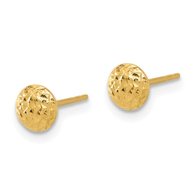 14K Polished and Diamond-cut Button Post Earrings, 5.53 x 5.53mm