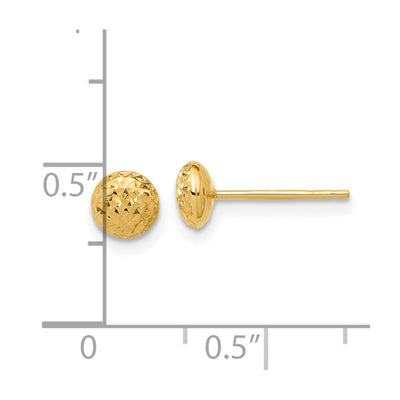 14K Polished and Diamond-cut Button Post Earrings, 5.53 x 5.53mm