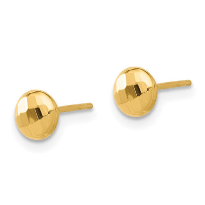 14K Polished and Diamond-cut Button Post Earrings, 5.5 x 5.5mm