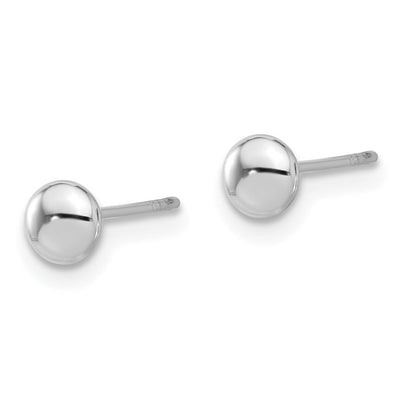 14K White Gold Polished Button Post Earrings, 4.4 x 4.4mm