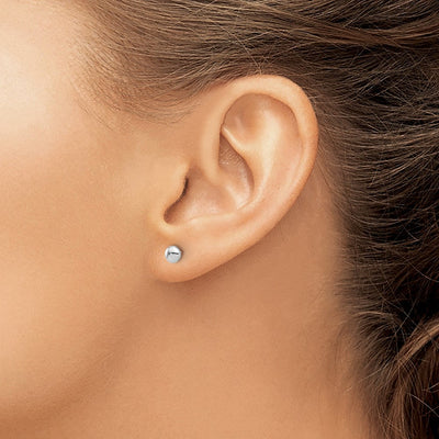 14K White Gold Polished Button Post Earrings, 4.4 x 4.4mm