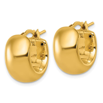 14K Polished x Puffed Round Hoop Earrings