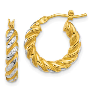 14k Yellow & Rhodium Earrings Style TF2438 - Classique Jewelry Inc.