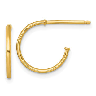 14k Polished 1.2 x Solid C-Hoop Post Earrings (Style TF2480)