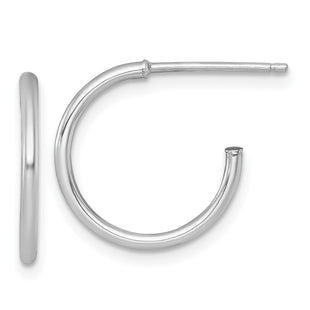 14k White Gold Polished 1.5 x Solid C-Hoop Post Earrings (Style TF2493W)