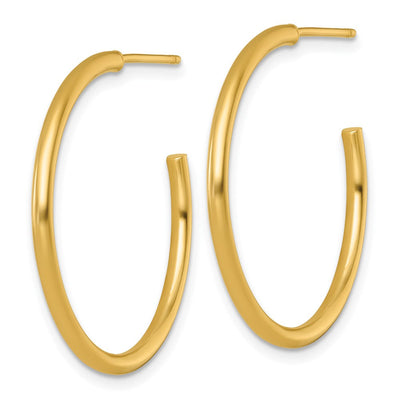 14K Polished 2.0 x Tube C-Hoop Post Earrings, 30 x 2mm