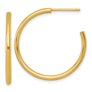 14k Polished 2.0 x Tube C-Hoop Post Earrings (Style TF2505)