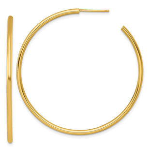 14k Polished 2.0 x Tube C-Hoop Post Earrings (Style TF2509)