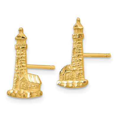 14K Diamond-cut Lighthouse Earrings