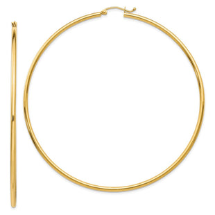 14k Polished Round Tube Hoop Earrings (Style TF550)