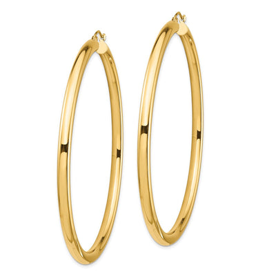 14K Polished Lightweight Round Tube Hoop Earrings, 70 x 4mm