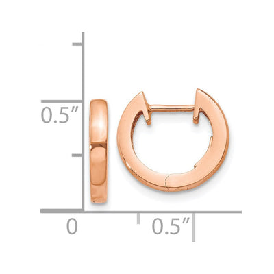 14K Rose Gold Hinged Hoop Earrings, 12.5 x 2mm