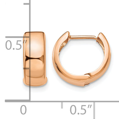 14K Rose Gold Hinged Hoop Earrings, 12 x 4.5mm