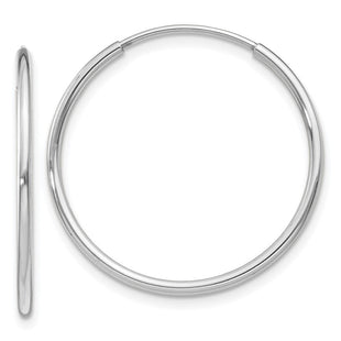 14k White Gold Polished Endless Tube Hoop Earrings (Style TF789)