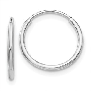 14k White Gold Polished Endless Tube Hoop Earrings (Style TF792)
