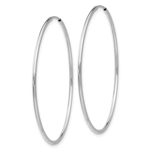 14k White Gold Polished Endless Tube Hoop Earrings (Style TF794)