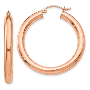 14k Rose Gold Polished Tube Hoop Earrings (Style TF827)