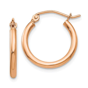 14k Rose Gold Polished Lightweight Tube Hoop Earrings (Style TF829)