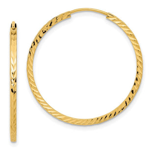 14k Diamond-cut Square Tube Endless Hoop Earrings (Style TF997)