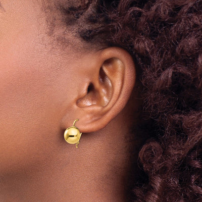14K Hollow Half Ball Earrings, 19 x 10.5mm