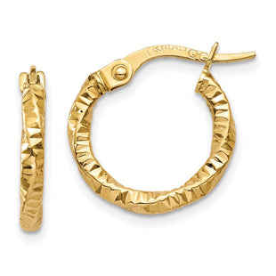 14K Polished and Textured Hoop Earrings (Style TH669)
