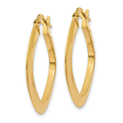 14K Tapered Square Hoop Earrings, 23 x 1.5mm