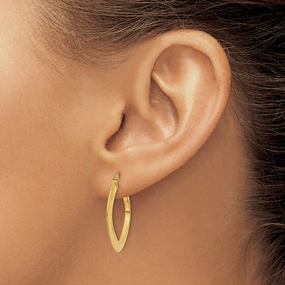 14K Tapered Square Hoop Earrings, 23 x 1.5mm