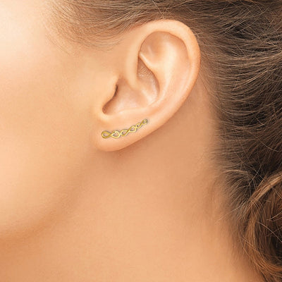 14K Gold Polished Infinity Ear Climber Earrings