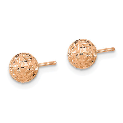 14K Rose Gold Diamond-Cut Ball Post Earrings