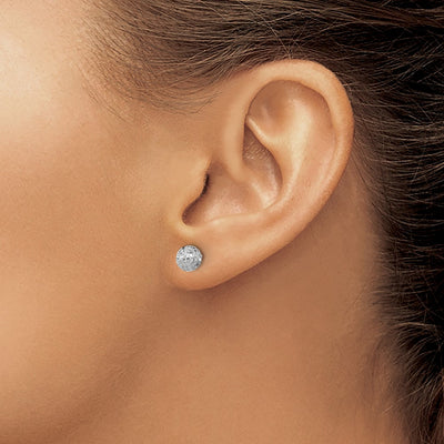 14K White Gold D/C Ball Post Earrings
