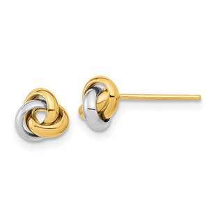 14k Two-Tone Polished Love Knot Post Earrings (Style TL1047TT)