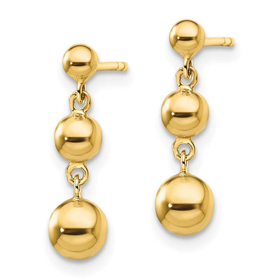 14K Graduated 3 Ball Post Earrings