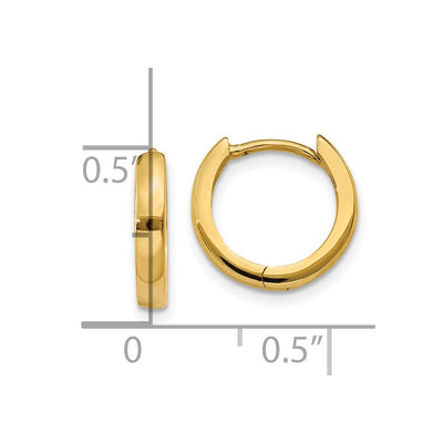 14K Round Hinged Hoop Earrings, 10.5 x 2.25mm