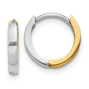 14k Two-tone Round Hinged Hoop Earrings (Style TL157)
