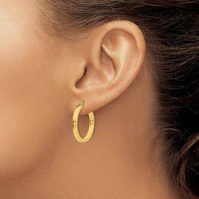 14K Square Tube Hoops, 25 x 3mm