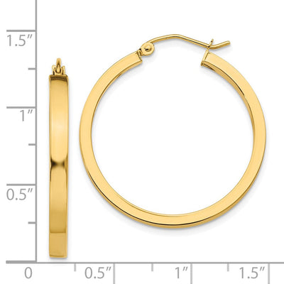 14K Square Tube Hoops, 30 x 3mm