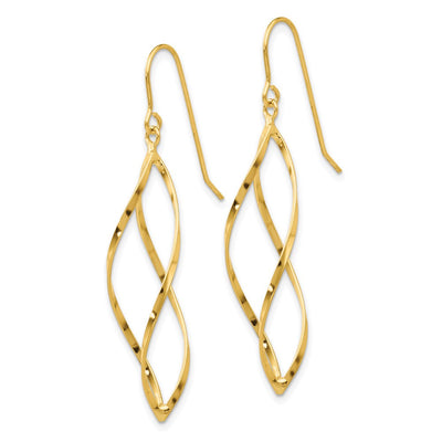 14K Twisted Dangle Earrings, 46 x 10mm