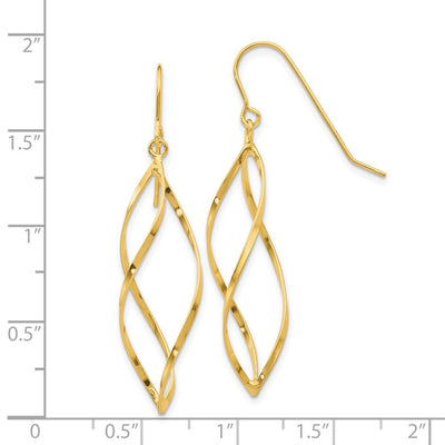 14K Twisted Dangle Earrings, 46 x 10mm