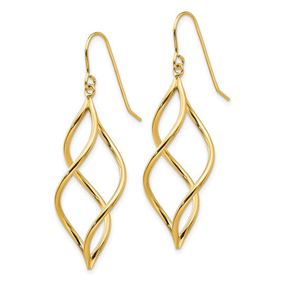 14K Twisted Dangle Earrings, 46 x 12mm