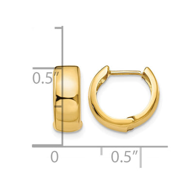 14K Hinged Hoop Earrings, 12 x 4.5mm