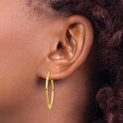 14K Tapered Square Hoop Earrings, 30 x 2mm