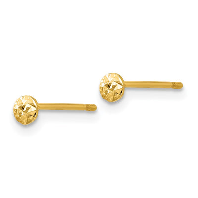 14K Puff Circle Post Earrings, 3 x 3mm